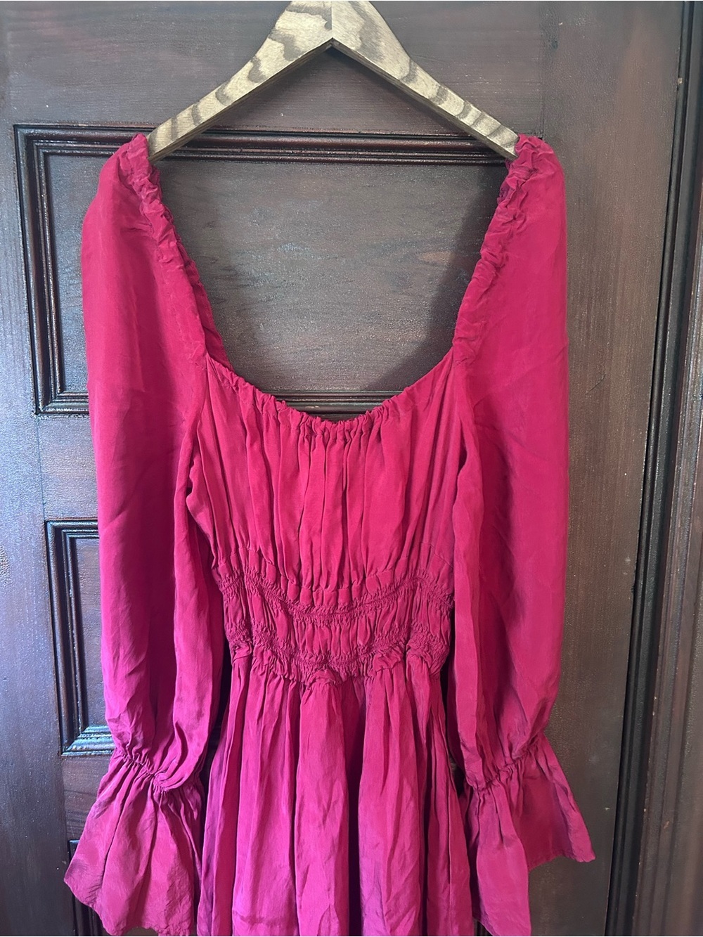 Anthropologie x OhSevenDays Willa Red Midi Dress Peasant Cottagecore Boho Medium - Picture 6 of 8